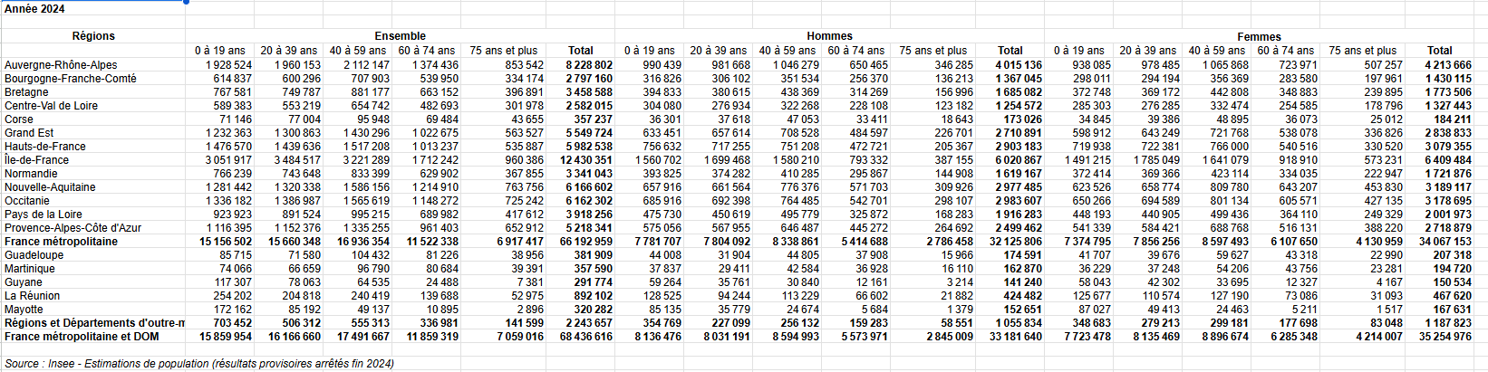 Aperçu des données INSEE brutes